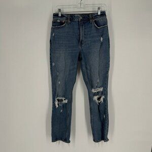 Abercrombie & Fitch Jeans Women’s 27 4  blue mom high rise distressed denim
